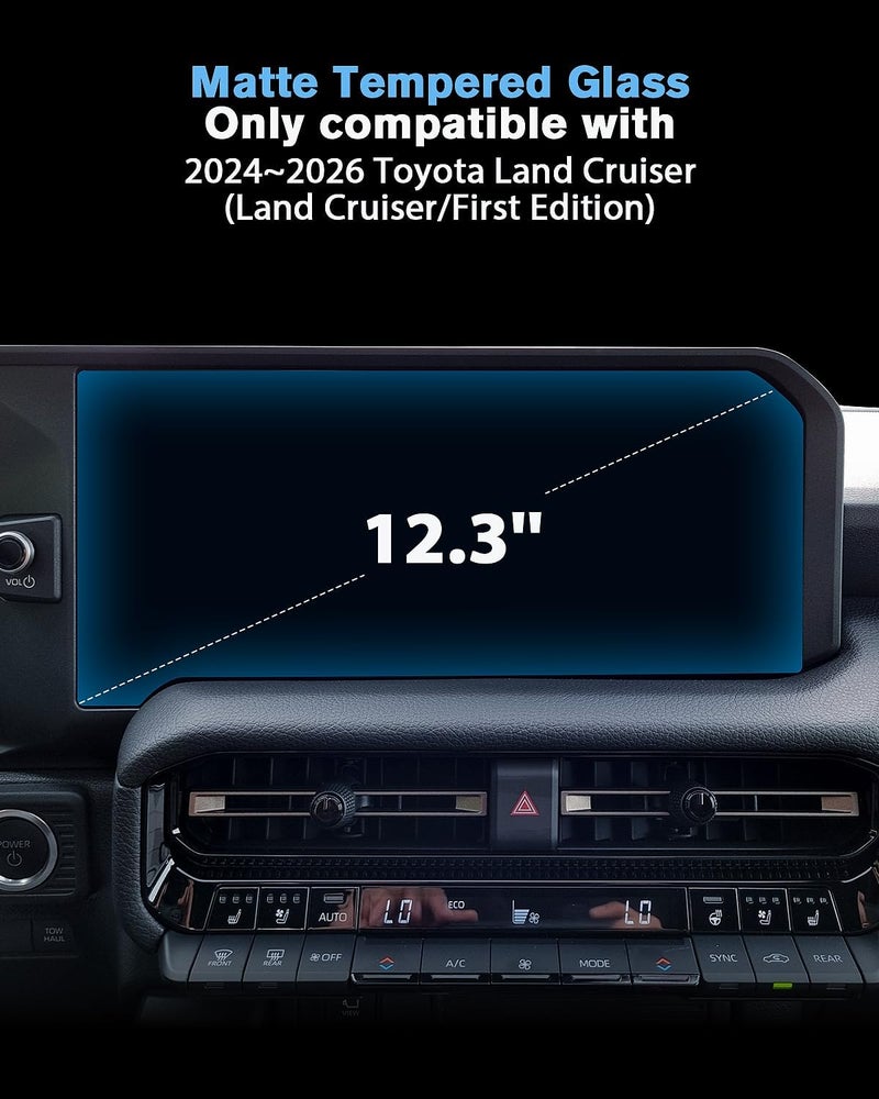 WEIPIN For Matte Anti Glare Tempered Glass 2024 2025 2026 Toyota Land Cruiser 12.3 Inch Touchscreen Screen Protector - Land Cruiser (Land Cruiser/First Edition) Accessories - Image 2